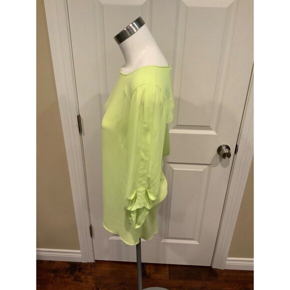 BCBG Max Azria Bright Citron Yellow "Andie" Draped Back Shirt, Size XS, NWT! - Picture 3 of 5